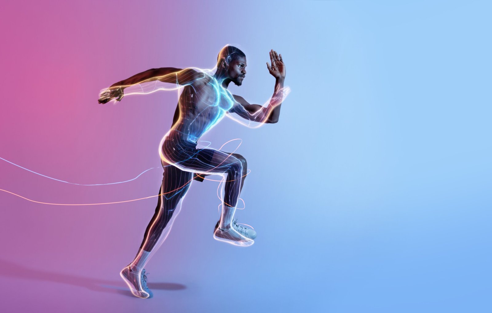 Futuristic,Sport,Training.,Determined,Young,Black,Sportsman,Running,Race,In